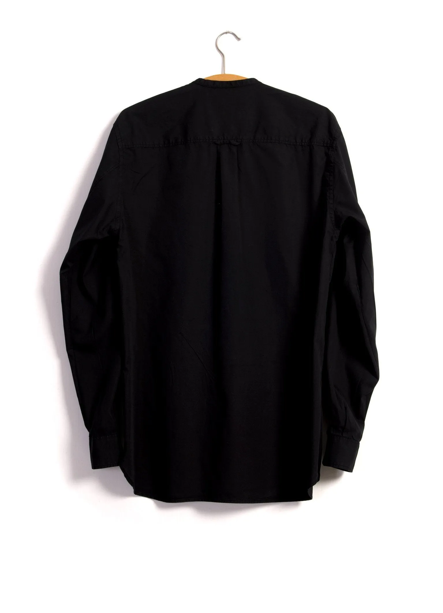 ARTHUR | Collarless Pull-on Shirt | Black