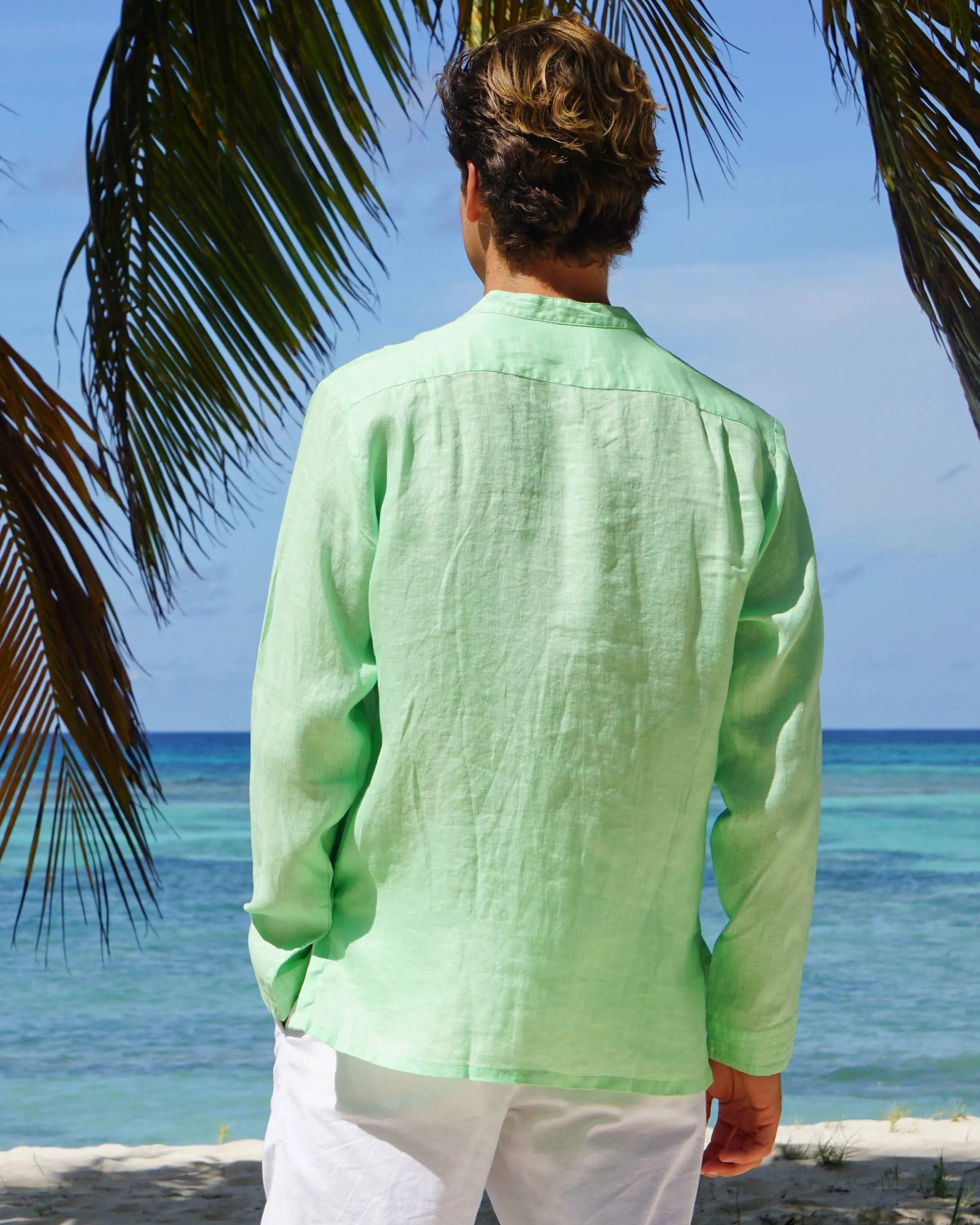 Linen Collarless Shirt